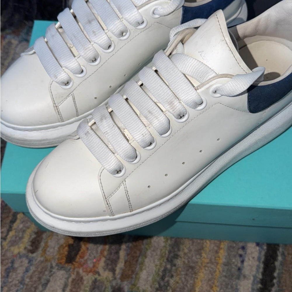Alexander McQueen White and Navy Sneakers